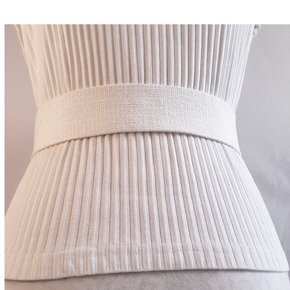 Hong Kong Womens Sucingle Belt Small Medium Peanut Brown White Canvas Cotton - Picture 3 of 12